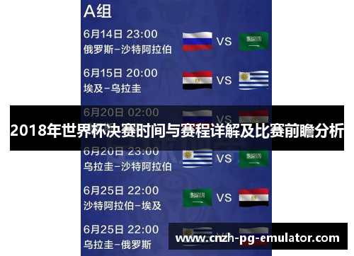 2018年世界杯决赛时间与赛程详解及比赛前瞻分析