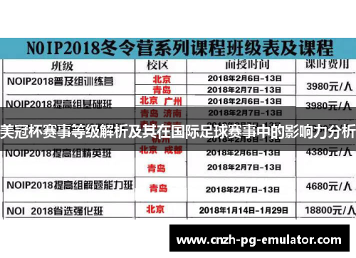 美冠杯赛事等级解析及其在国际足球赛事中的影响力分析